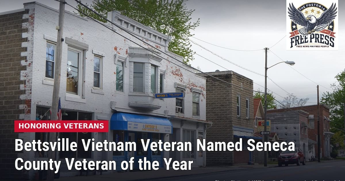 State Street in the village of Bettsville, Ohio, with headline: Bettsville Vietnam Veteran Named Seneca County Veteran of the Year